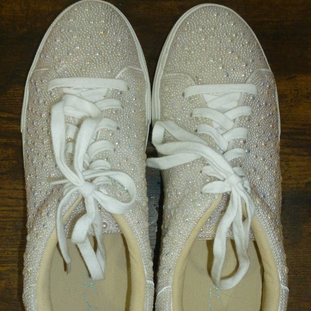 Betsy Johnson "Sidny" Pearl Platform Bridal Sneakers - Picture 11 of 16